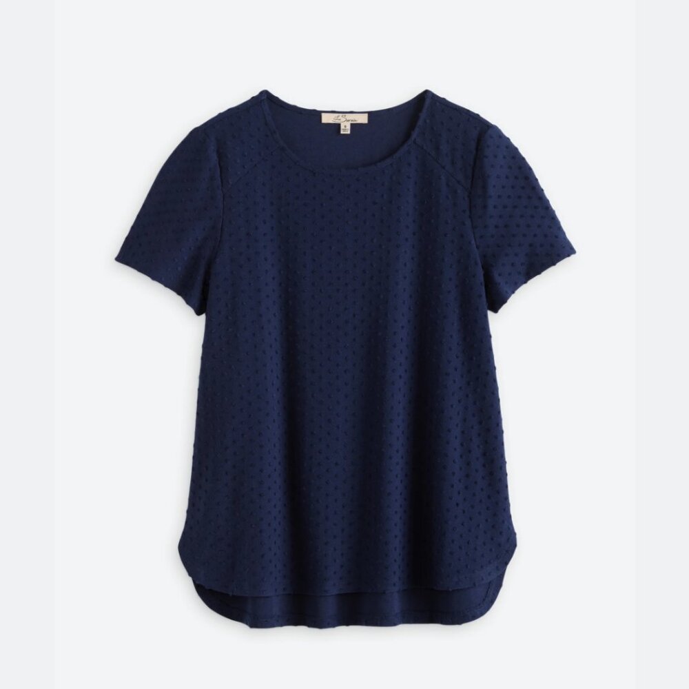 NWT Les Serein Short Sleeve Curved Hem Clip Dot Knit Top Size XXL - Picture 11 of 11